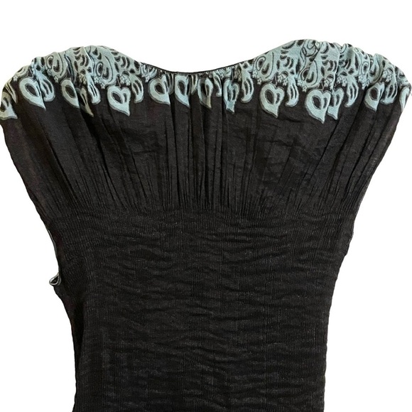 Max Edition Textured Print Elasticized Bodice Dress Sz M - Picture 7 of 13